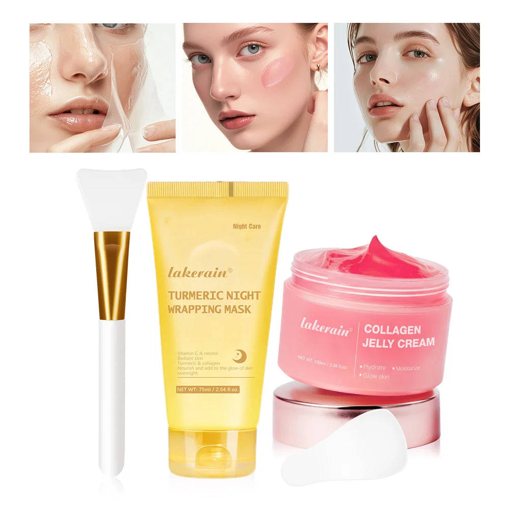 Collagen Nacht Wickel Maske mit Creme und Pinsel