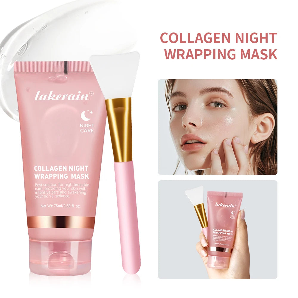 Collagen Nacht Wickel Maske mit Creme und Pinsel