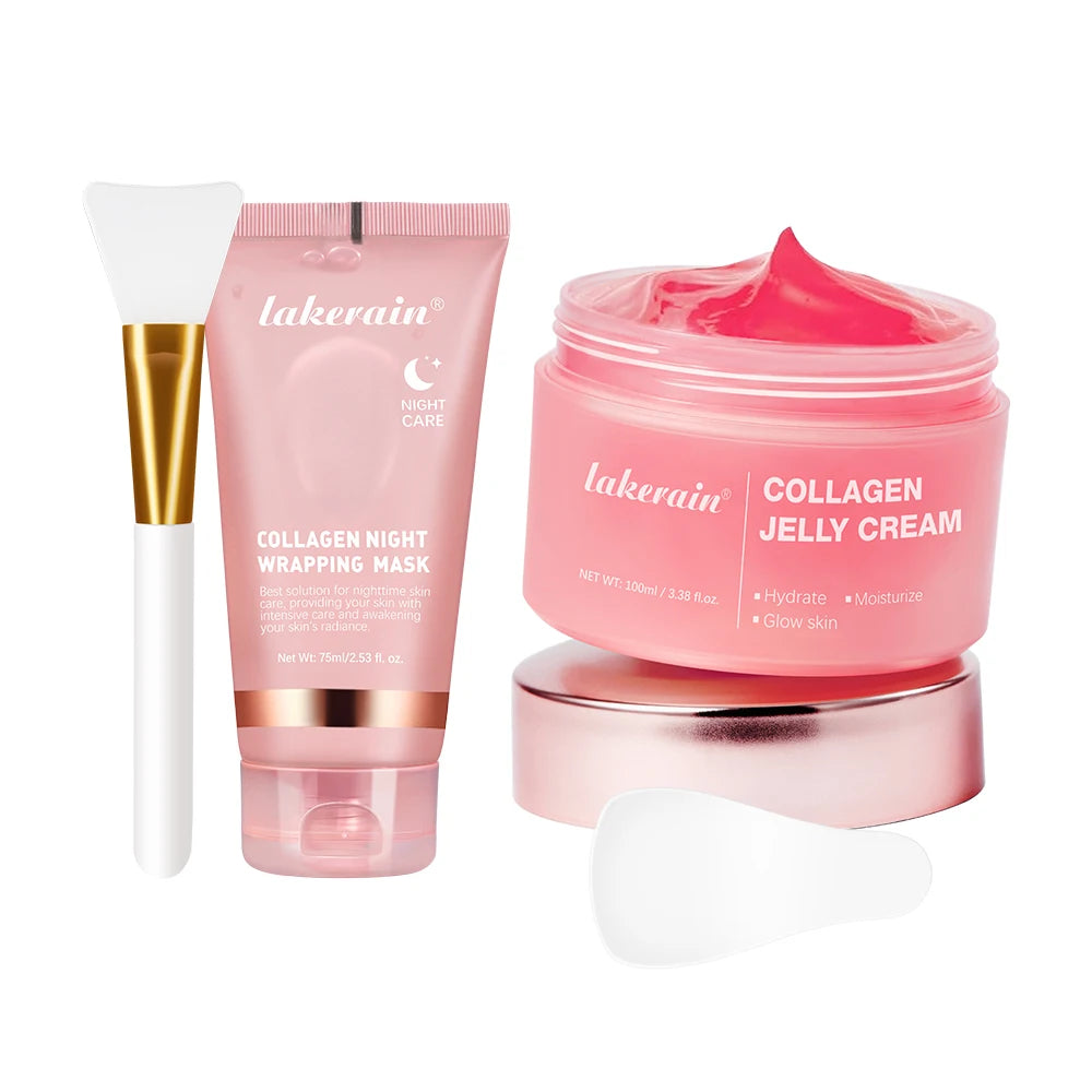 Collagen Nacht Wickel Maske mit Creme und Pinsel