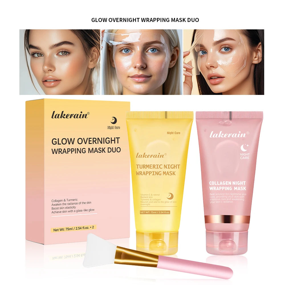 Collagen Nacht Wickel Maske mit Creme und Pinsel