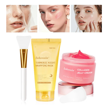 Collagen Nacht Wickel Maske mit Creme und Pinsel