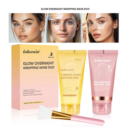 Collagen Nacht Wickel Maske mit Creme und Pinsel